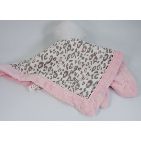 Carter's Lovey Baby Safety Blanket White Bear Plush Pink Leopard Print - Picture 3 of 4